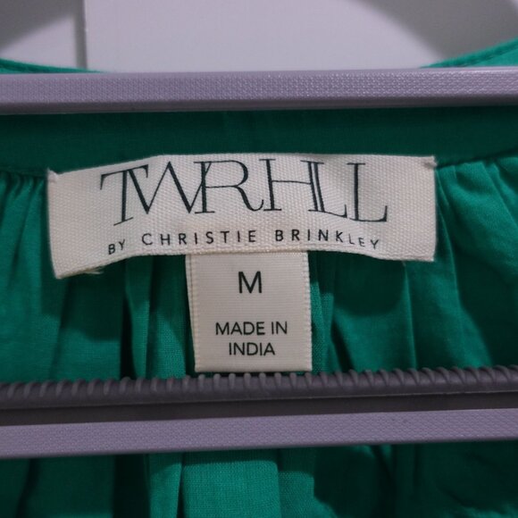 NWOT TWRHLL by Christie Brinkley Applique Long Sleeve Peasant Blouse Green Sz M - Picture 4 of 7